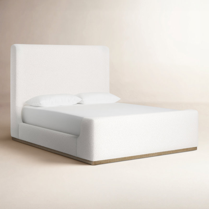 Marlin Upholstered Queen Sleigh Bed Cream, Queen