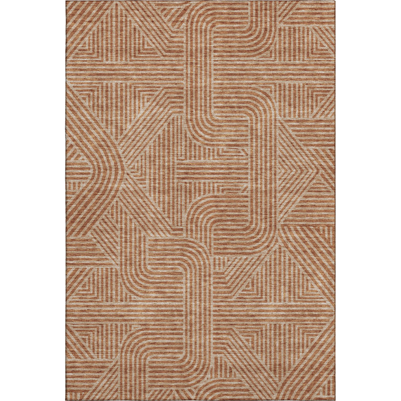 Premium Machine Washable Prisco Terracotta Rug, Rectangle 2'6" x 3'10"