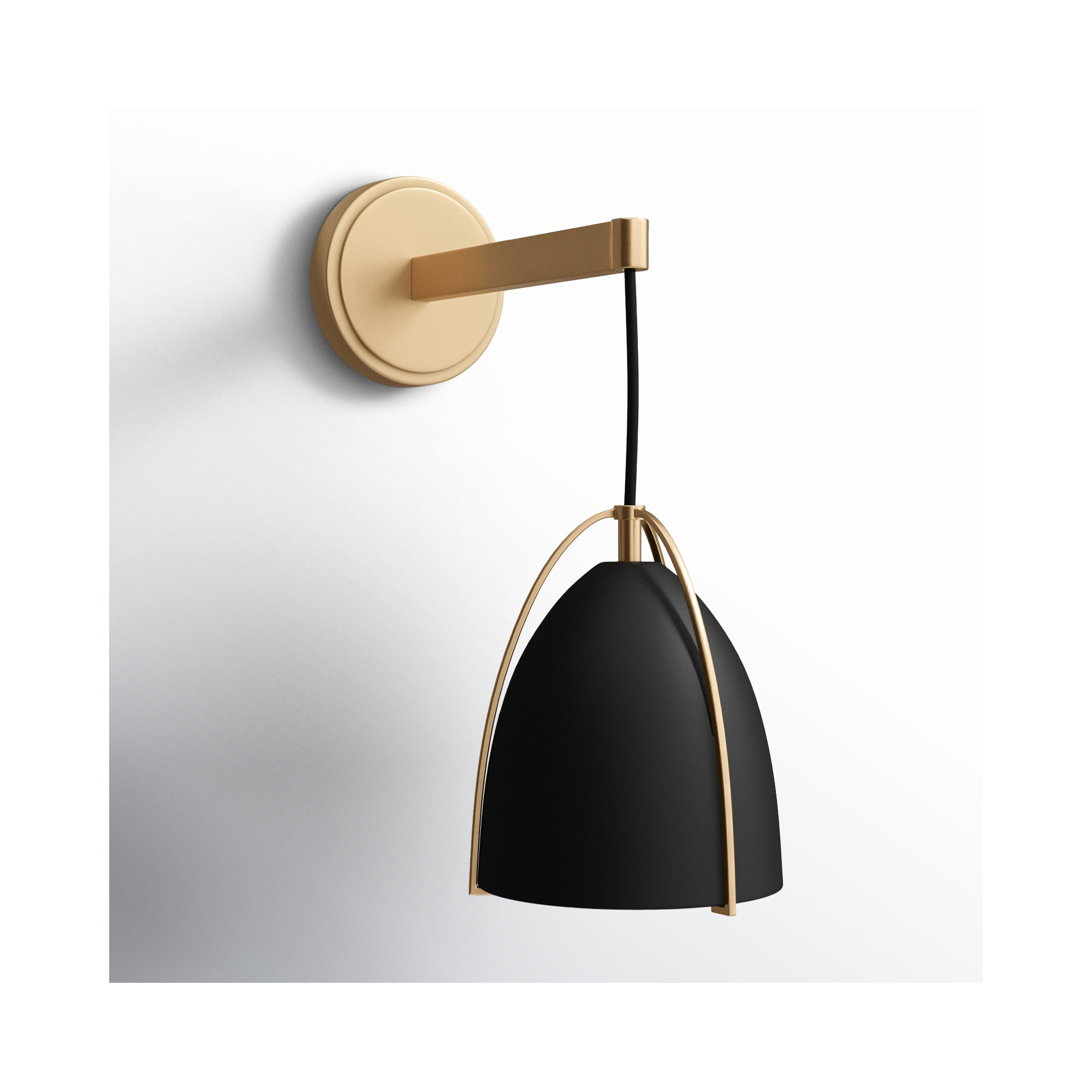 Nikki Single Dimmable Bath Sconce, Satin Brass, Steel Midnight Black , No