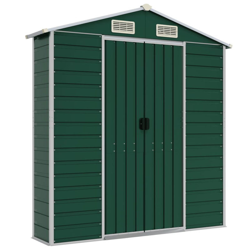 Brenza Garden Shed 191x725x198 cm Galvanised Steel, Green