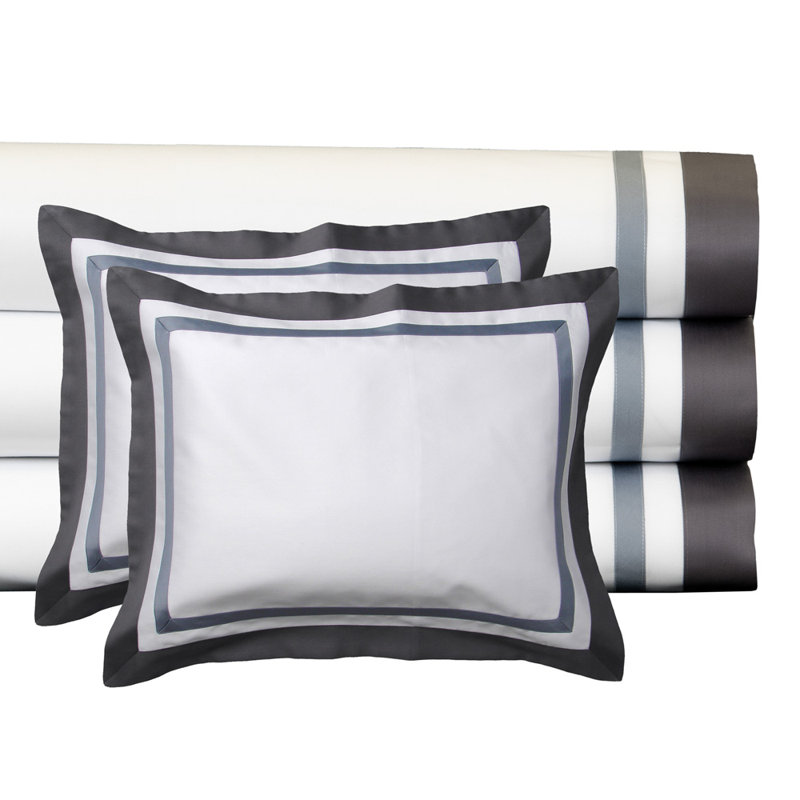 Palm Beach Sateen Duvet Cover, White/Almond, Queen Duvet Cover