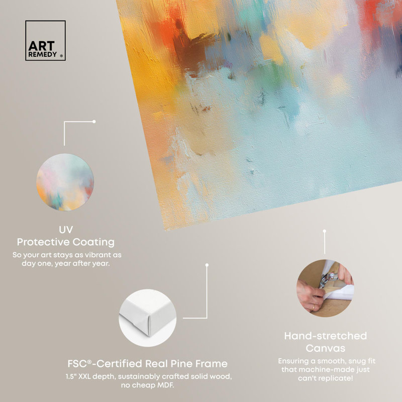Décoration murale colorée Faded Rainbow Echoe par Art Remedy, H 15 po x l 10 po, Toile tendue avec châssis