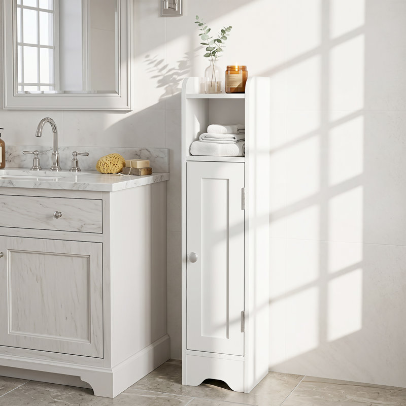 Meuble de rangement pour salle de bain avec porte porte-papier hygiénique pour petits espaces , Blanc