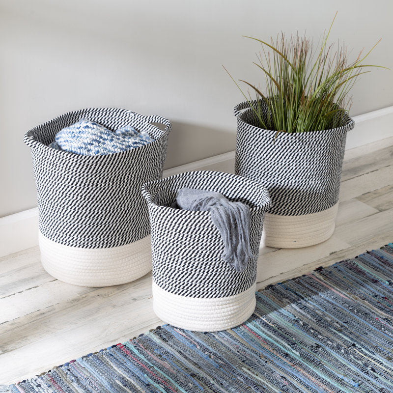 Fabric Basket With Handles - Set of 3