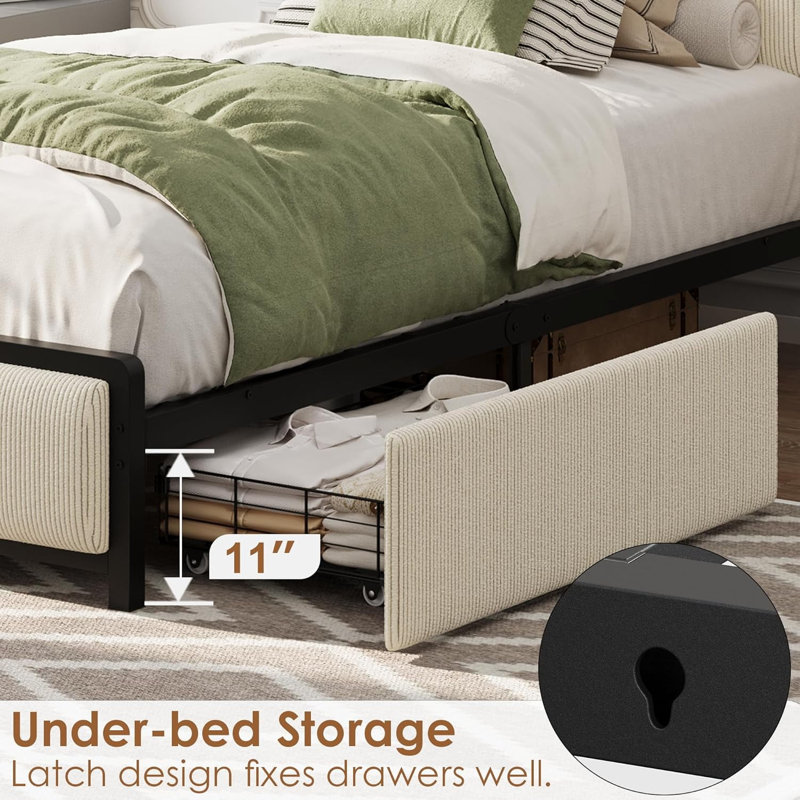 Twin Bed Frame, Easy Assembly Space Saving