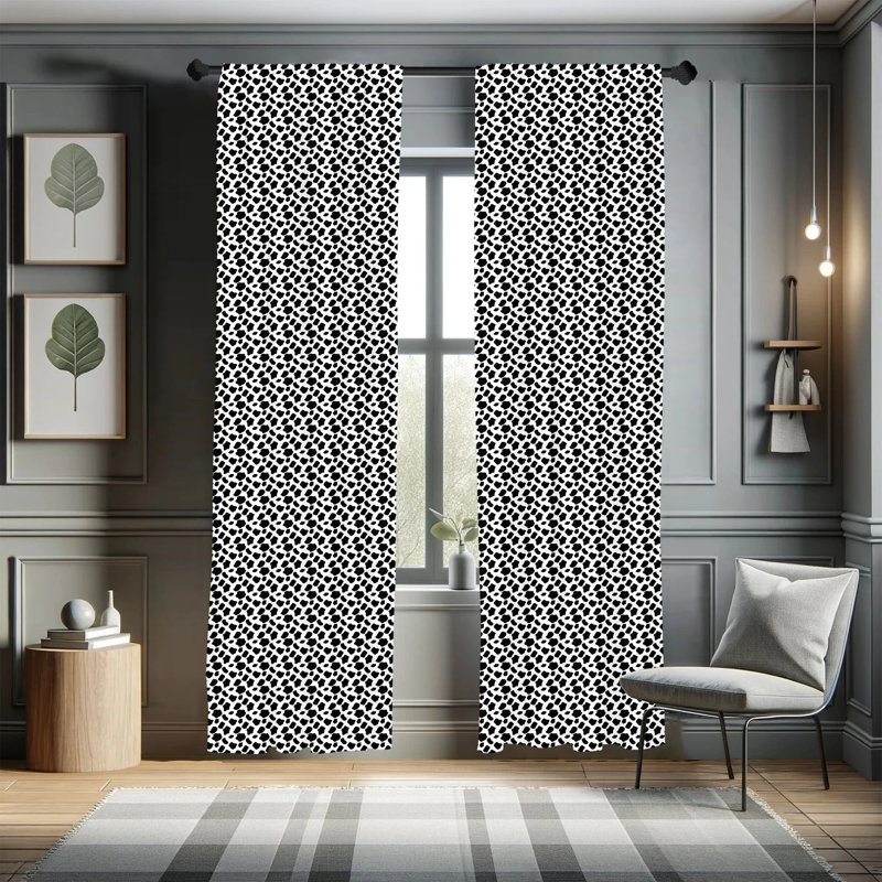 Cow Print Semi-Sheer Rod Pocket Curtain Panels, 28" x 63"