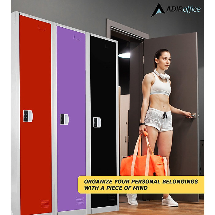 AdirOffice 72" Purple Steel Storage Locker with Adjustable Shelving