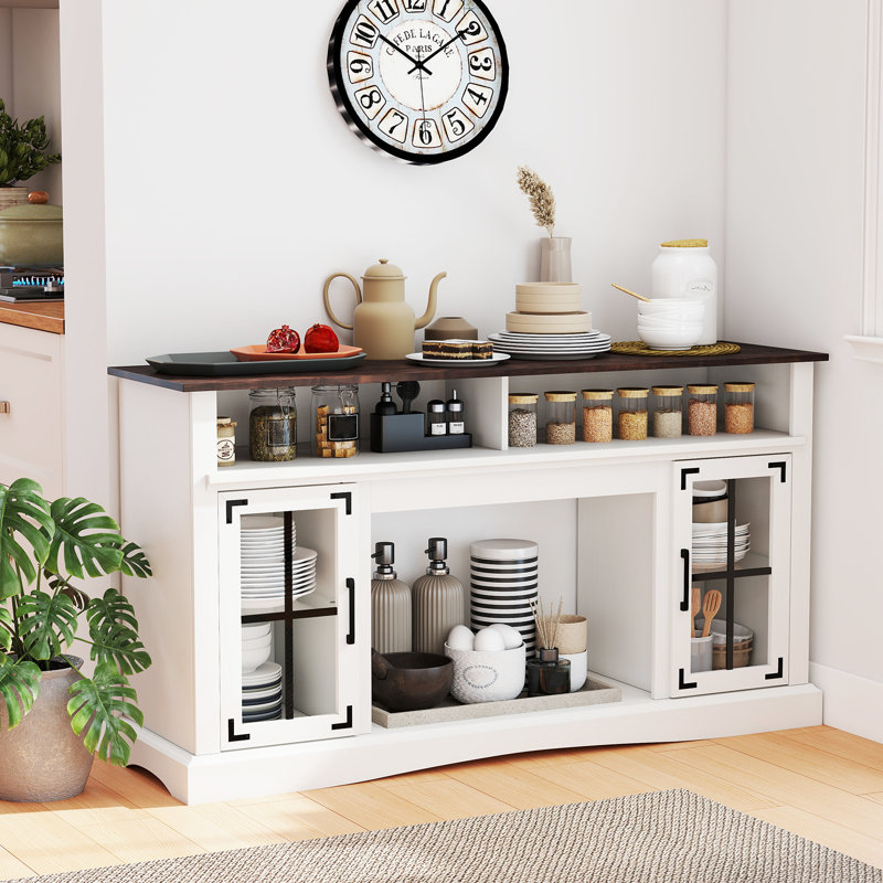 Meuble télé avec lumières DEL, armoires de rangement télécommandées et tablettes réglables, Blanc