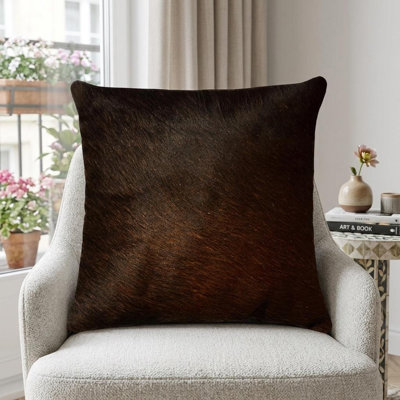Coussin 18 "en peau de vache chocolat