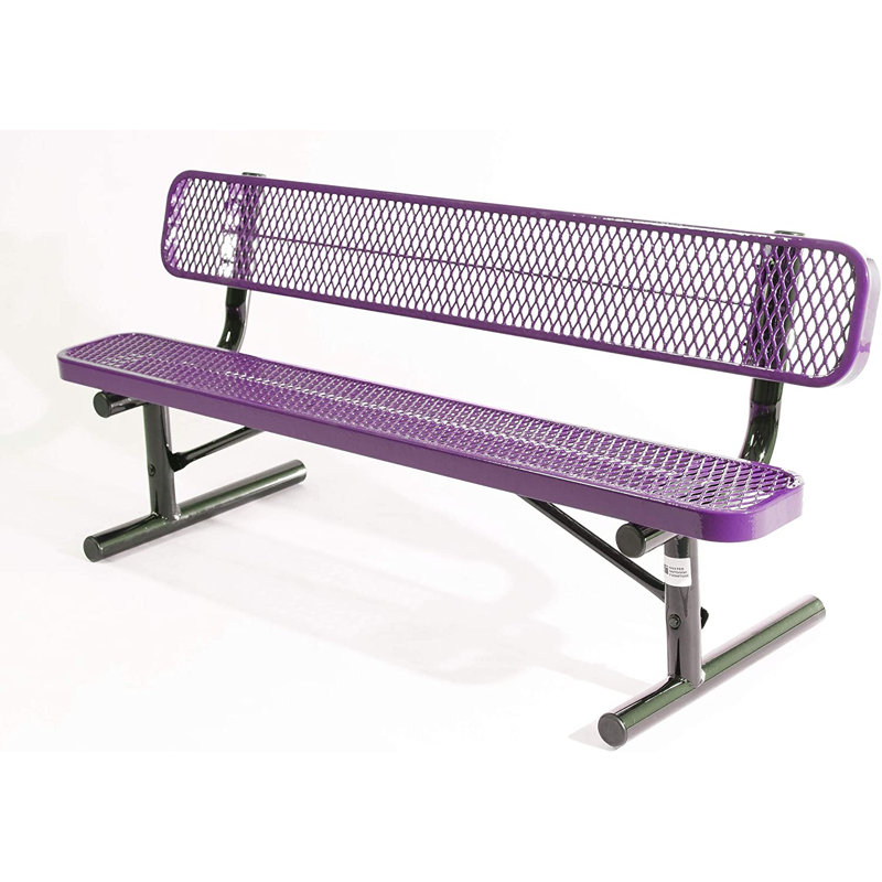 Banc revêtu de tissu d'ameublement, mauve, extensible, 6 pieds, avec dossier, Mauve