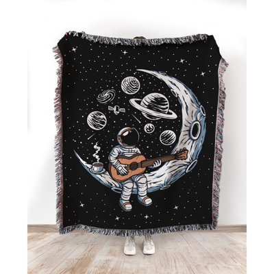 Astronaut Playing Guitar on the Moon Throw