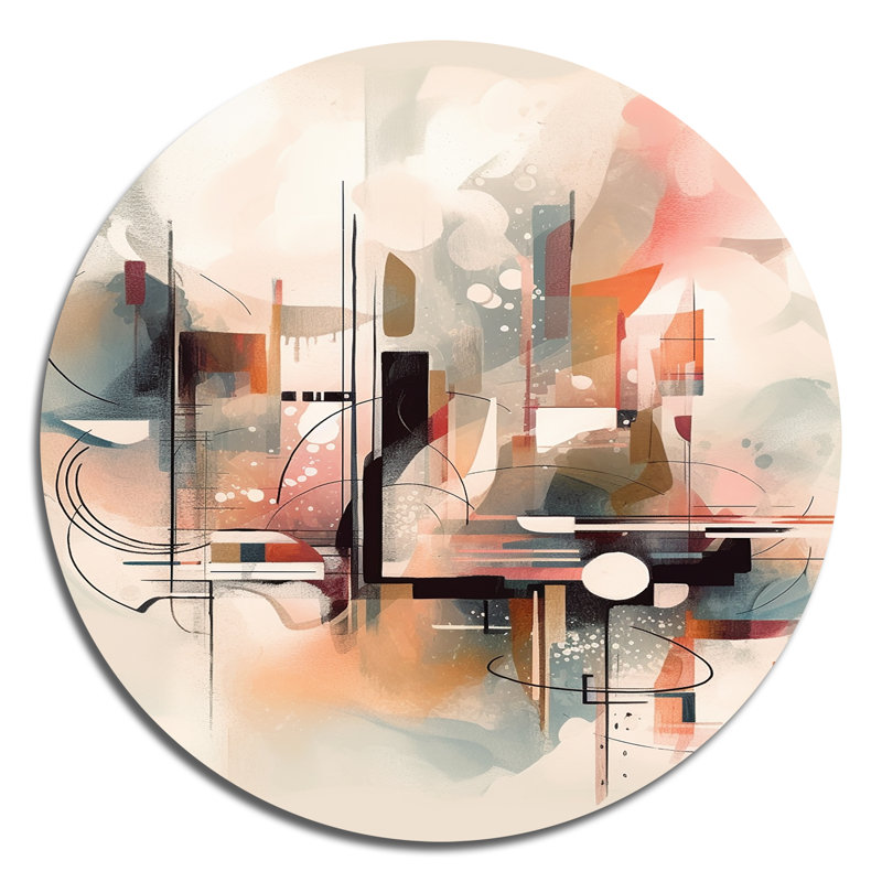 Explorations In Serenity IV - Art abstrait géométrique rond sur métal, H 16 po x l 16 po x P 1 po