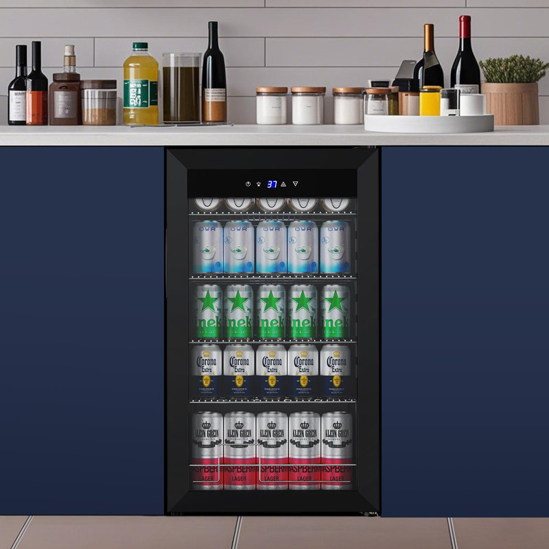 145 Cans 3 Cu. Ft. Built-In/Freestanding Beer And Beverage Refrigerator With Recessed Handle And White Led Lighting