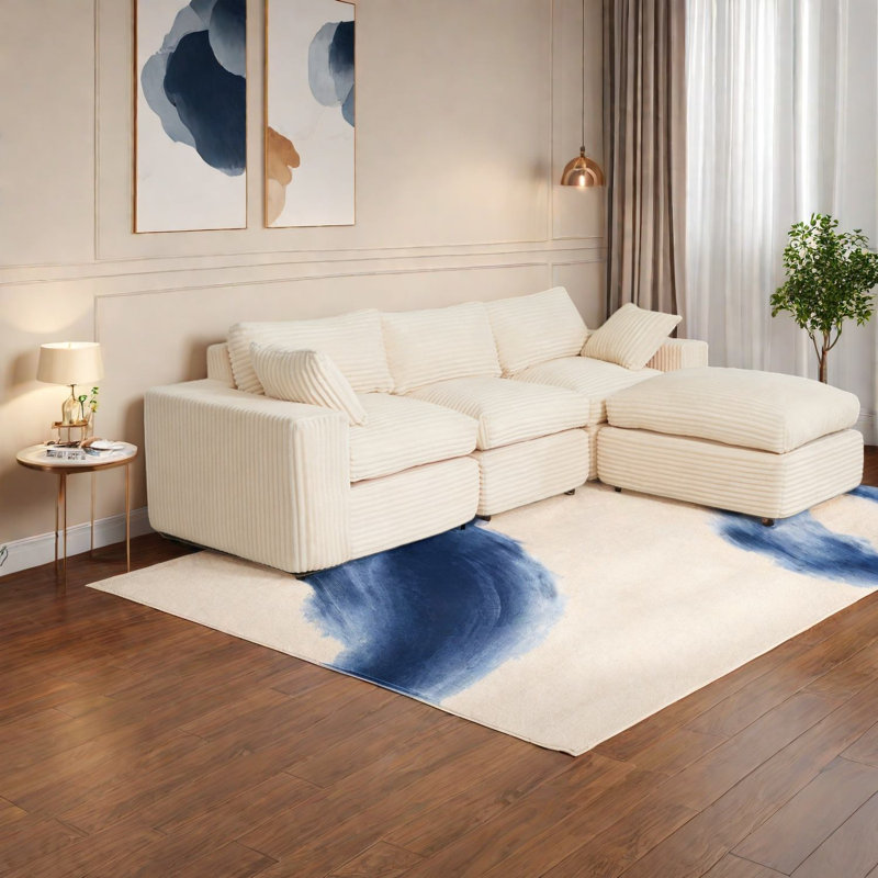 Compression Cloud Comfort Sectionals, Chenille 108 Inch Modern Home Sofa