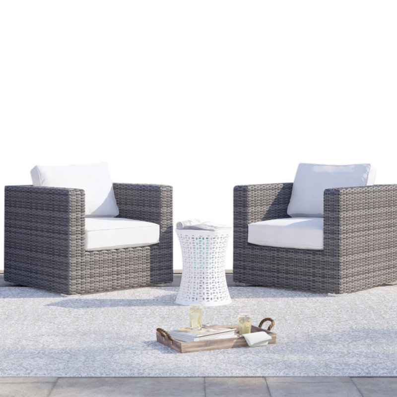 Meltham Fully Assembled Patio Chair with Cushions, Mixed Gray, Sunbrella Canvas