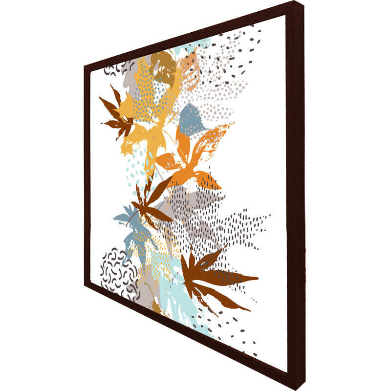 Nicut Japanese Maple Leaves 1 Piece Single Picture Frame Wall Art, 61cm H x 61cm W x 4cm D, Brown Framed