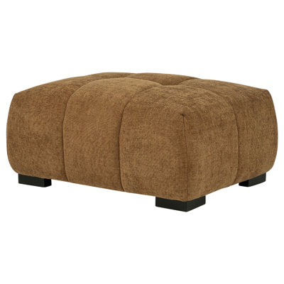 Hecy Ottoman, Grid Tufted, Plush Amber Brown Upholstery, 39 Inch