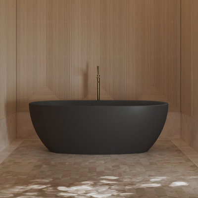 Baignoire de trempage autoportante en acrylique noir avec trop-plein et bonde escamotable 59 "x 29,5" pour salle de bain MonBlari