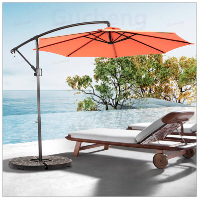Parasol de marché suspendu de 10 pi avec inclinaison facile, abat-jour en polyester et 8 baleines pour une protection maximale et une durabilité maximale