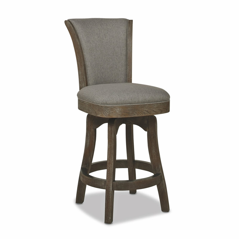 Henry Heathered Grey Oak 27" Swivel Counter Height Bar Stool