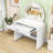Modern Makeup Vanity Table with LED Touch Mirror, Curved Edges and Wavy Drawer-795219698