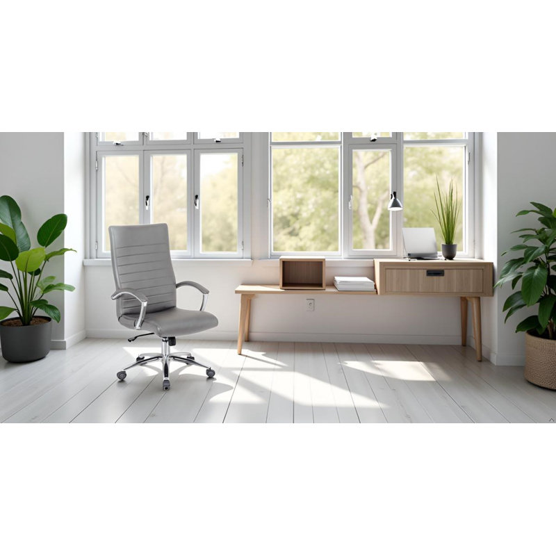 Chaise de bureau Bunjee Mid-Century, Gris, 27.5"