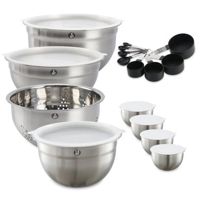 Koomade 23-Piece Stainless Steel Nested Mixing Bowl Set, Space-Saving Kitchen Prep Bowls with Lids
