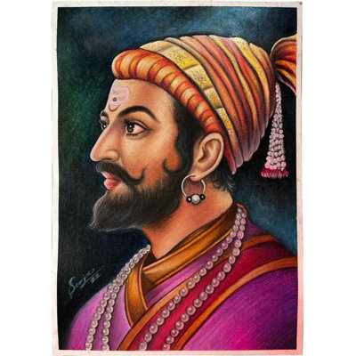 Chhatrapati Shivaji | Couleur pastel à l'huile | Peinture de Sanju Basu