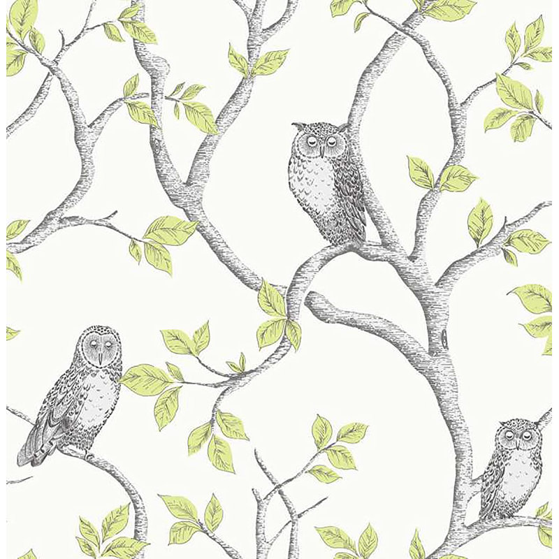 Woodland Owls Metallic Finish Wallpaper Roll, 10m x 53cm