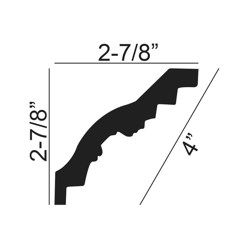 Moulure couronnée en polyuréthane 2-7 / 8 po x 2-7 / 8 po x 94-1 / 2 Pro