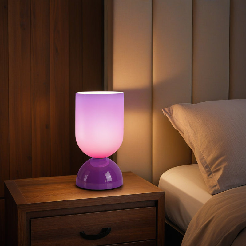Lampe de table moderne en verre 9 po avec base E12 et interrupteur marche / arrêt en ligne - Éclairage d'appoint compact pour la chambre à coucher ou le salon