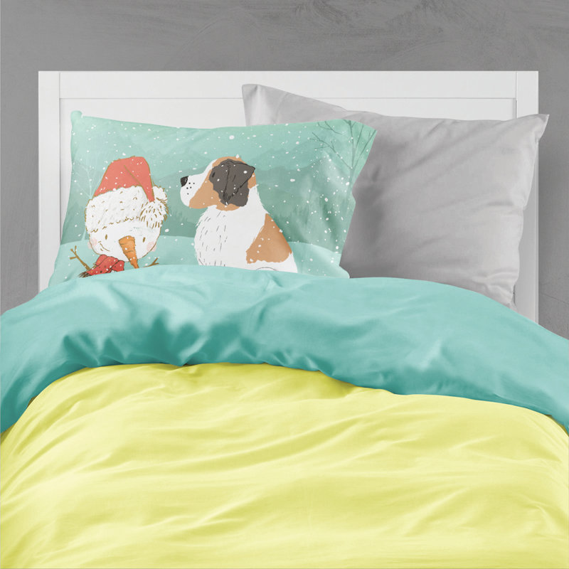 Snowman Christmas Microfiber, Saint Bernard