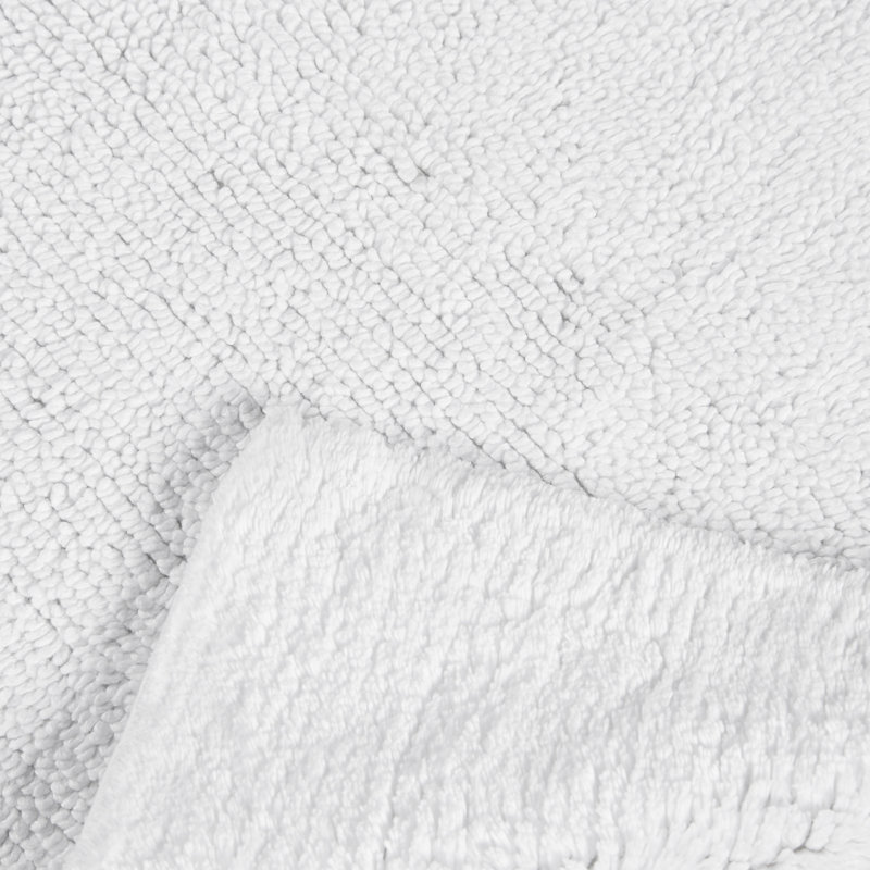 White Plush Cotton Reversible Bath Rug
