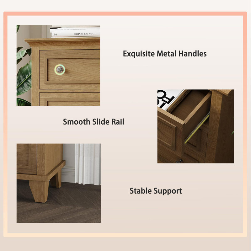 3 Drawer Dresser for Bedroom, Wood Chest of Drawers, Modern Storage Cabinet for Living Room, Nightstand, Entryway, Closet
