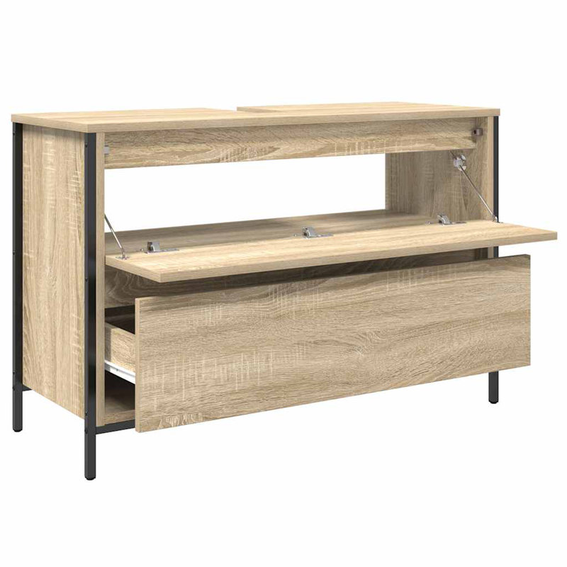 Bathroom Basin Cabinet With Drawers Sonoma Oak 60X34.5X60 Cm, Sonoma Oak , 90"