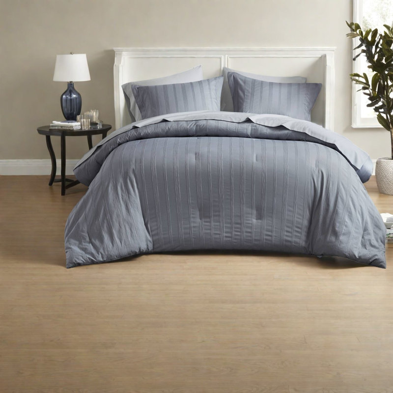 -piece Queen Bedding Sets Polyester Woven Striped Modern Grey Home