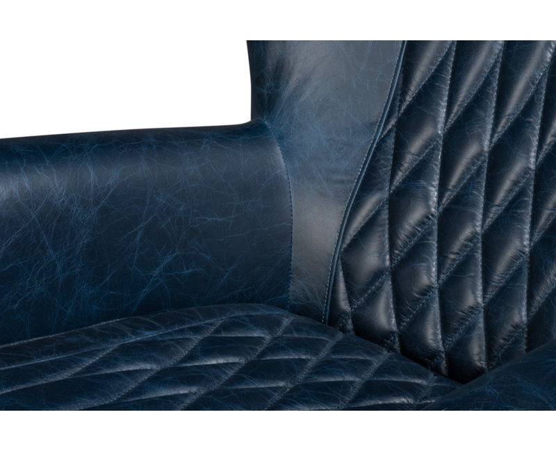 Bugatti Swivel Club Chair, Chateau Blue Genuine Leather