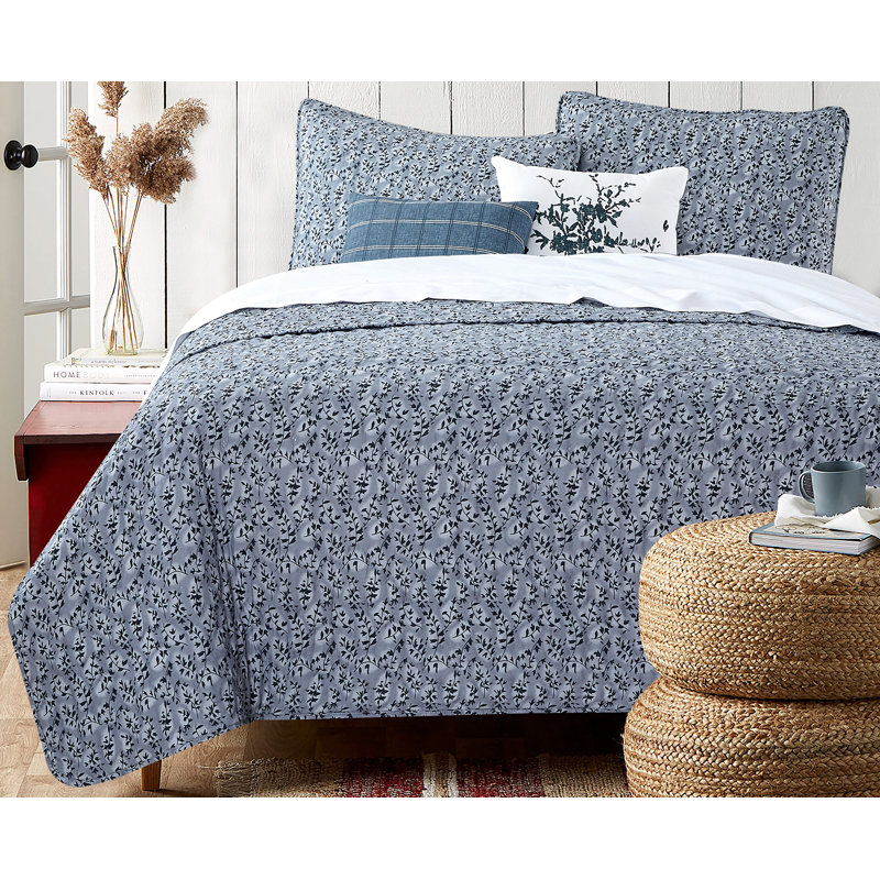 Ensemble de courtepointe réversible 5 pièces Catrin, King Quilt  + 2 King Shams + 2 Throw Pillows