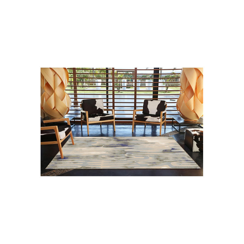 Tapis décoratif et lavable à motif de brouillard, Carré 3 pi 3 po