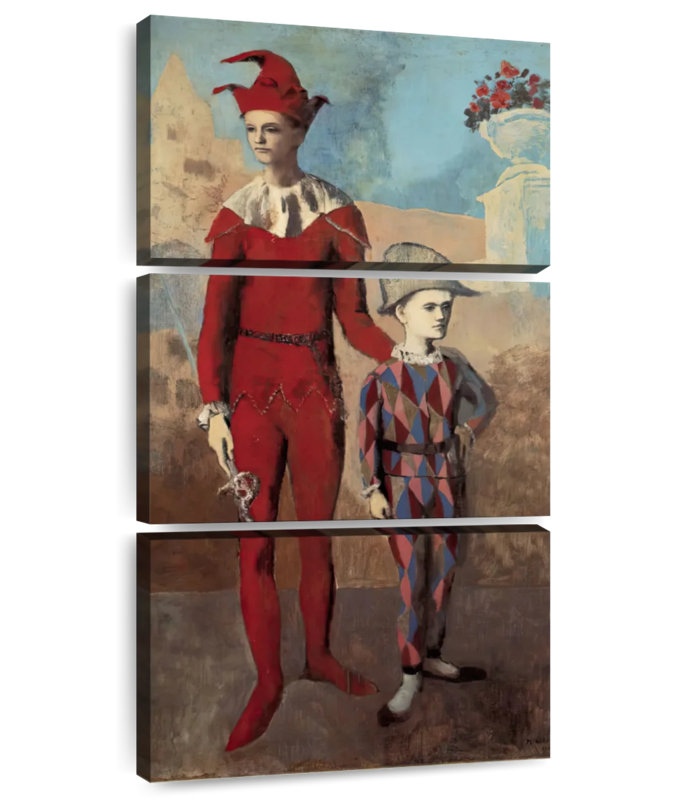 Acrobate et jeune arlequin, H 75 po x l 36 po