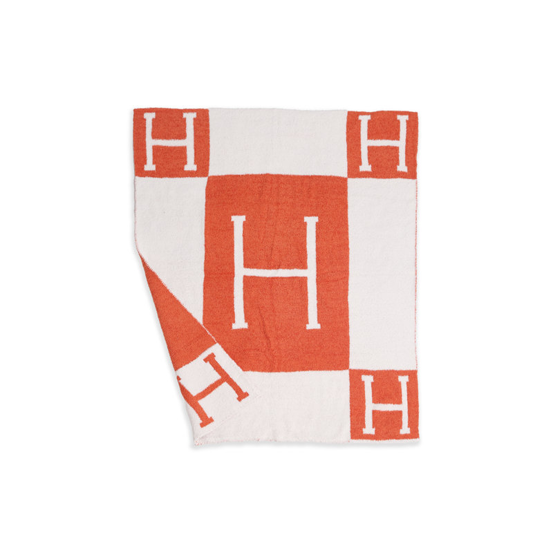 Children'S Initial "H" Luxury Soft Throw Blanket - ORANGE