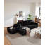 Canapé modulaire 104 po avec méridienne en U et poches latérales 104 po, conception modulaire moderne, assise profonde, canapé rembourré pour le salon / la chambre à coucher, aucun assemblage requis (tissu moelleux), noir, gauche-1045655550