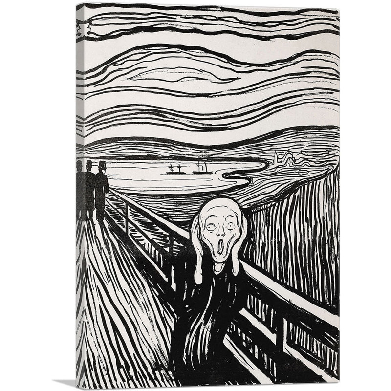 «The Scream Black and White 1895» par Edvard Munch - ensemble de 3 reproductions d'art sur toiles tendues