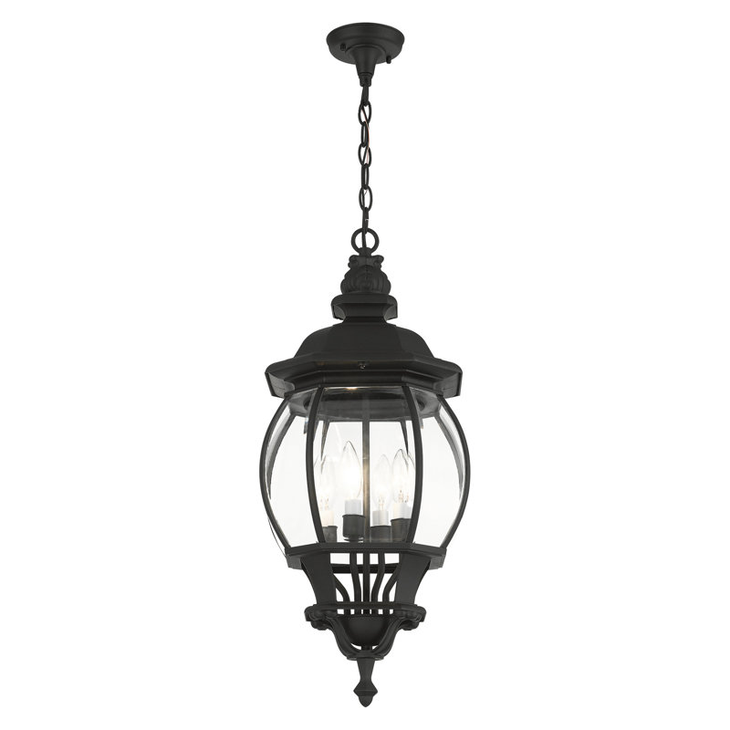 Lanterne suspendue d'extérieur 4 lumières H 24,5 po Aalena, Noir texturé