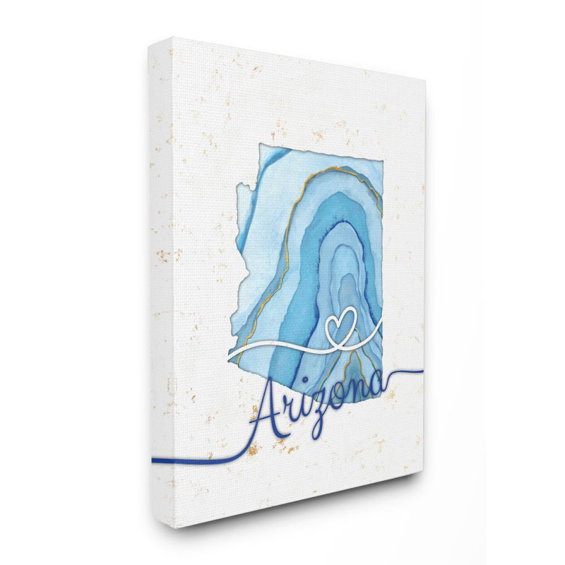 « arizona agate blue us state design », impression sur toile, Toile tendue, H 20 po x l 16 po