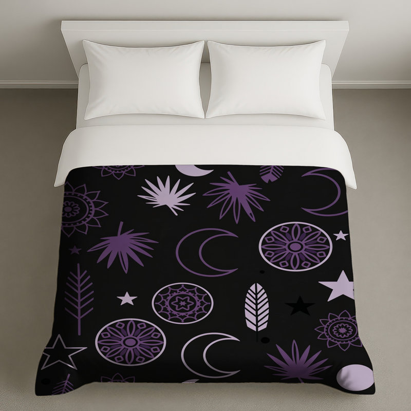 Purple Moon Star Pattern Duvet Covers, Twin