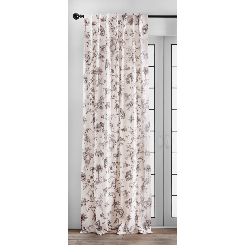 Panneau de rideau simple semi-diaphane avec passe-tringle 100% coton, Brun, L 50 po x L 84 po