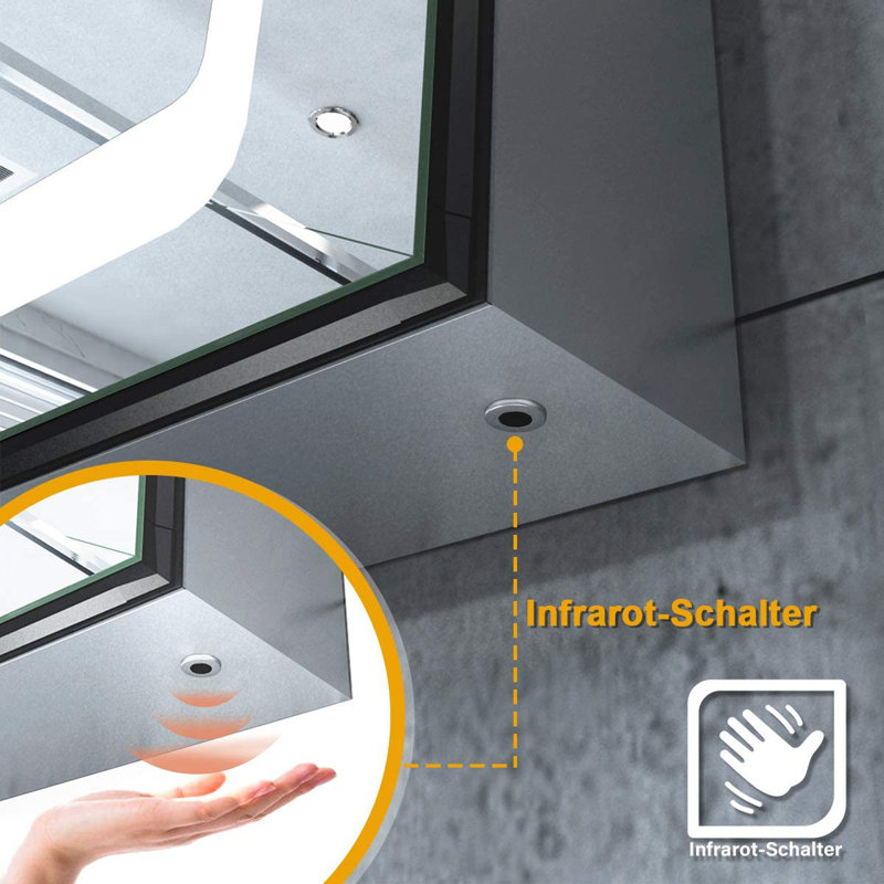 Thomaston 60mm W 70mm H Surface Frameless Medicine Cabinet Mirror 2 Fixed