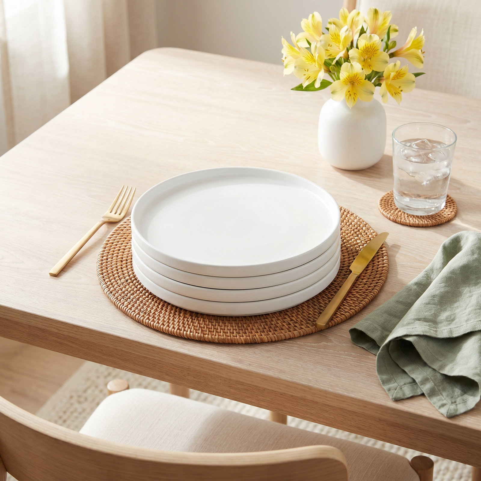 Malmesbury Straight Lip Stoneware Salad Plate, White