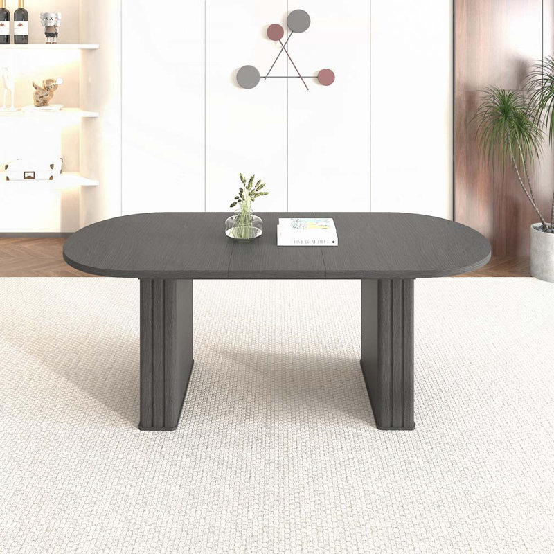 Table de salle à manger extensible pour 4 à 8 personnes, Black, H 29,53 po x L 78,74 po x l 31,5 po